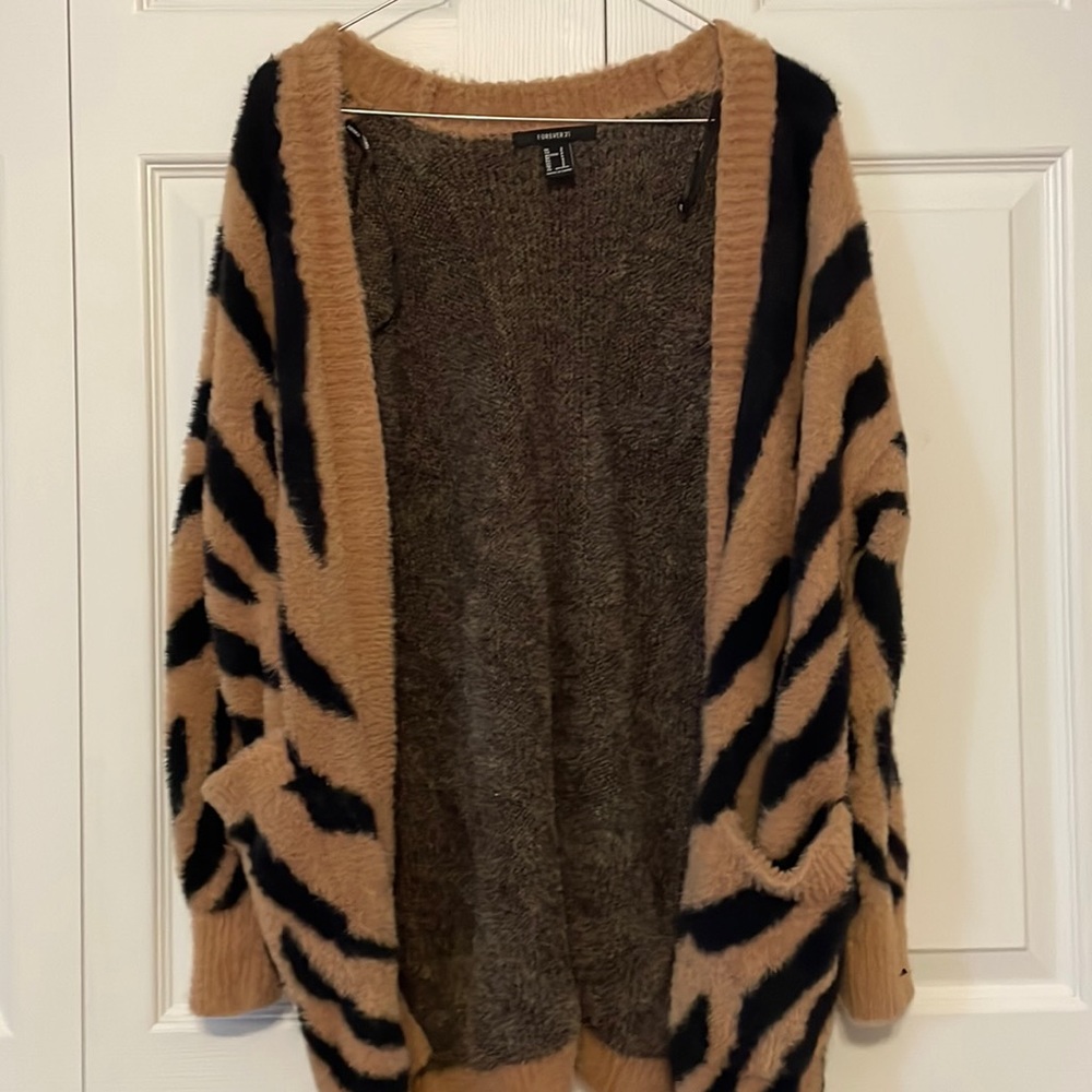 HOLD - forever 21 tiger print cardigan